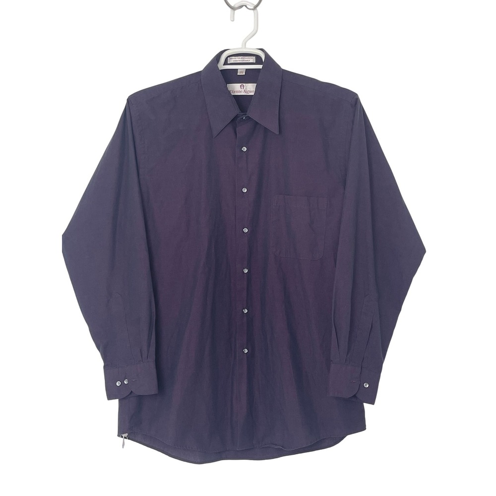 00415 - Etienne Aigner Mens Purple LS Dress Shirt 16 1/2-34/35 Cotton Blend‎
